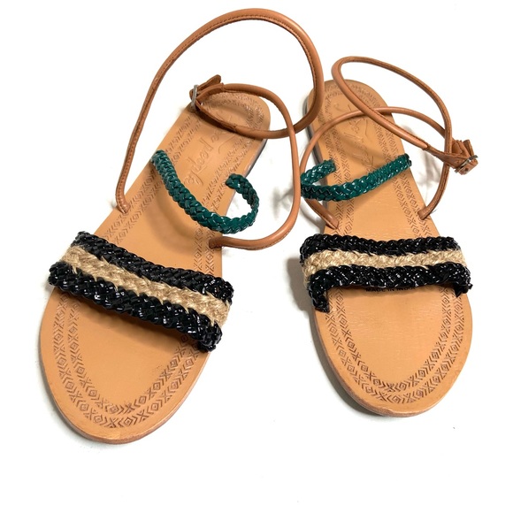 FREE PEOPLE Leather Ankle Wrap Sandals - Picture 1 of 14